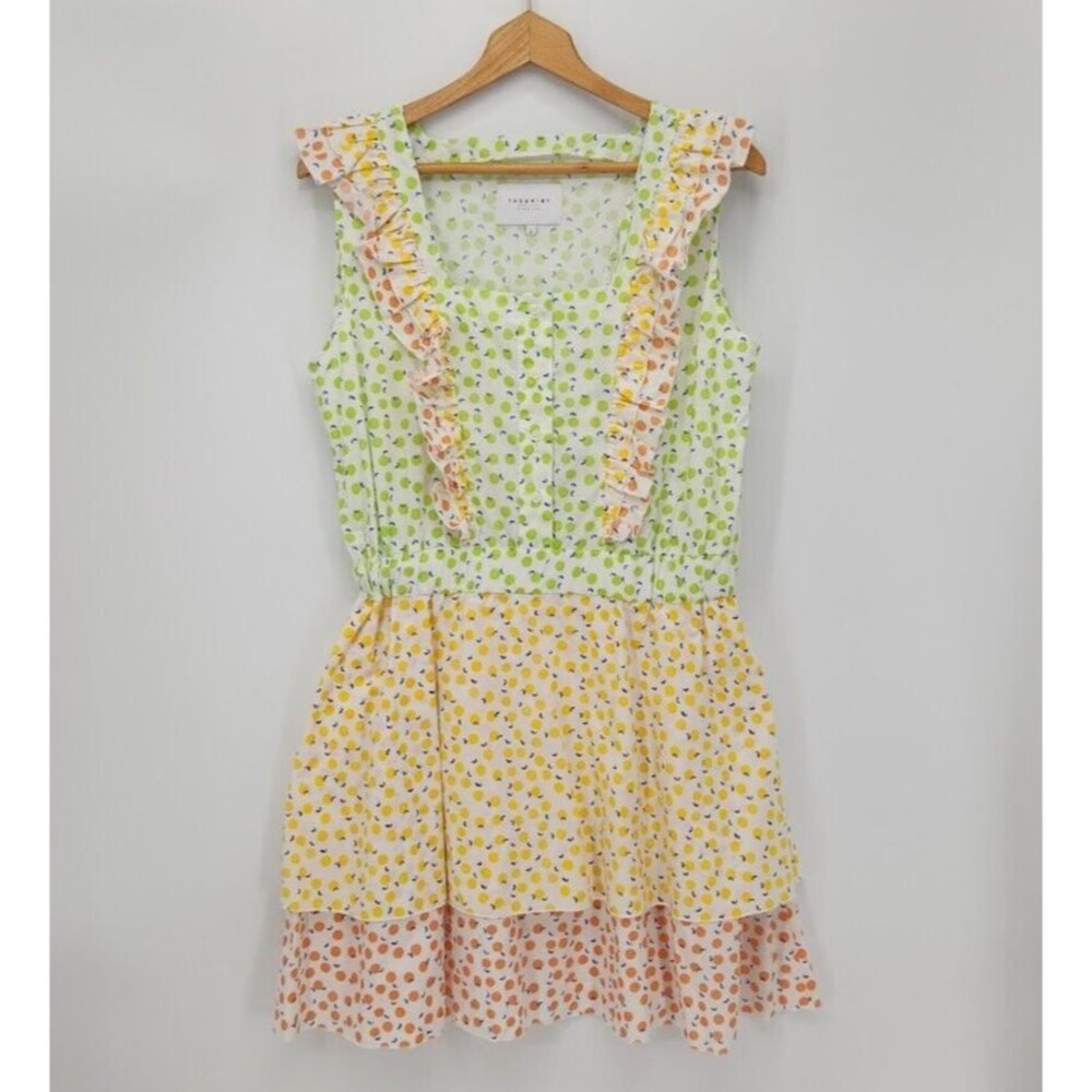 New The Shirt Rochelle Behrens Womens Stella Dress Colorful Fruit Print Large